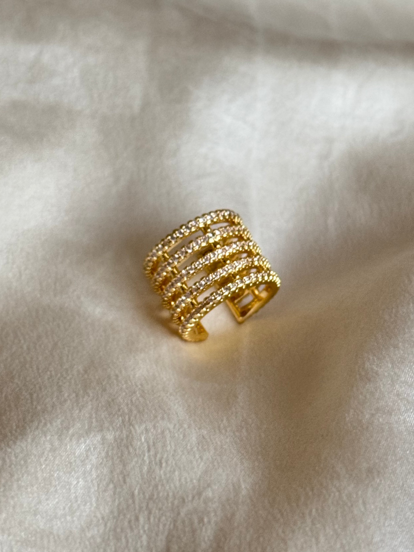 24K Gold Zircon Ear Cuff – Multi-Row Sparkling Elegance