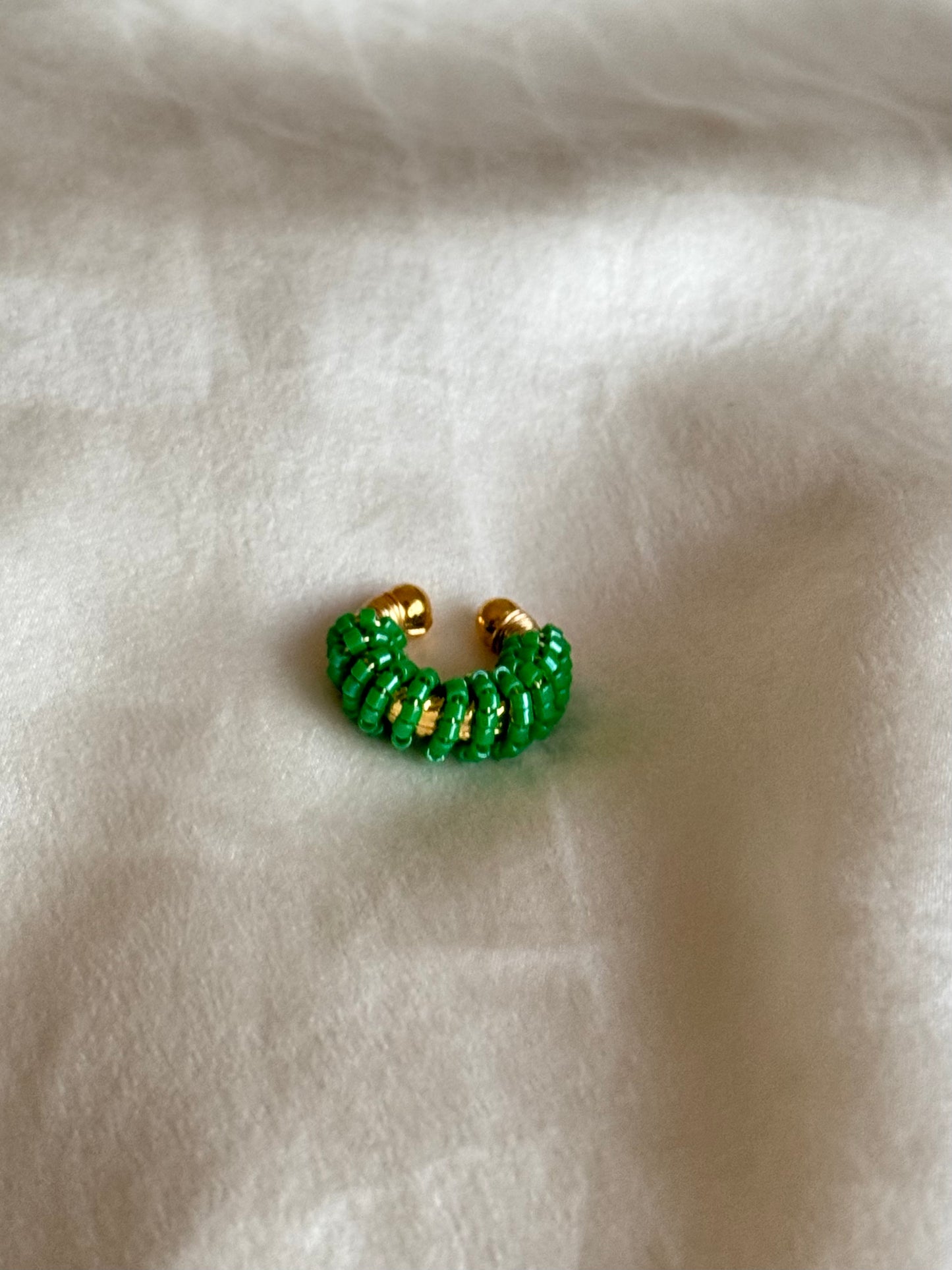 Emerald Green Beaded Ear Cuff – Bold & Unique Statement Jewelry