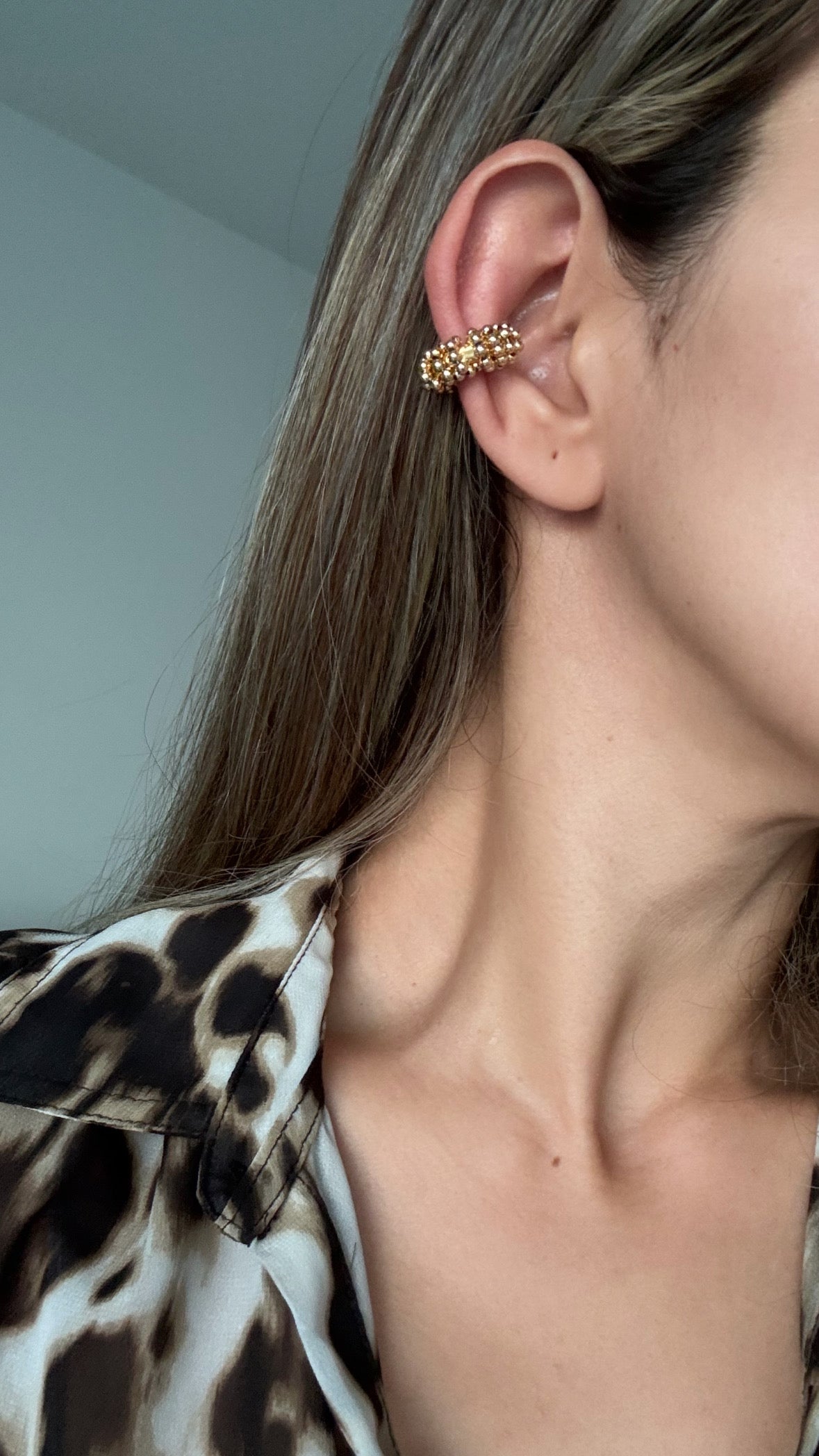 Gold-Plated Beaded Ear Cuff – No Piercing, Elegant Jewelry