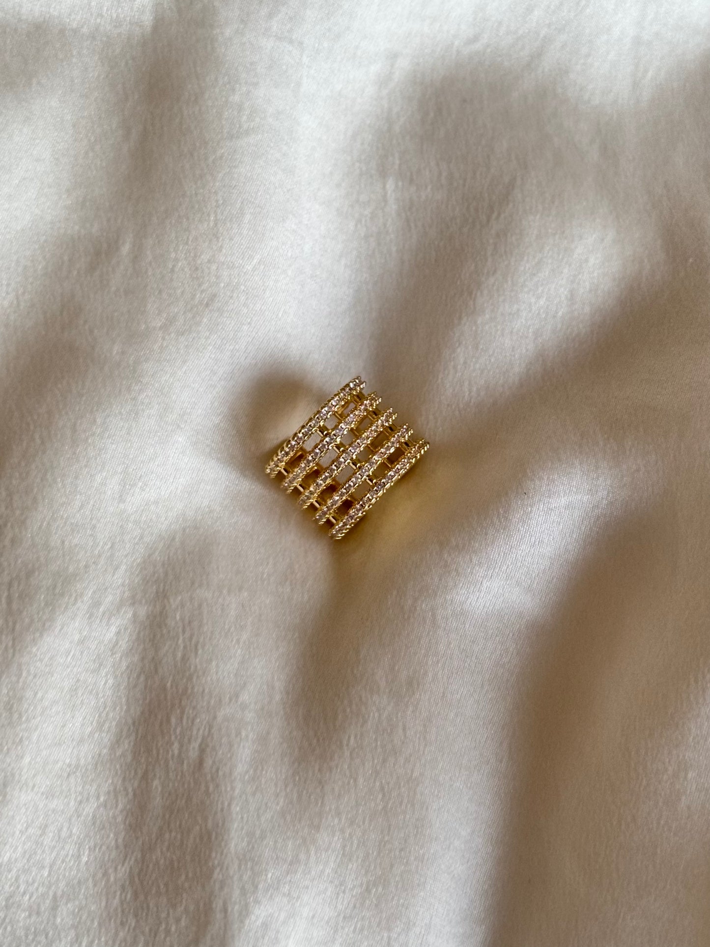 Gold-Plated Multi-Band Ear Cuff with Zircons – Chic & Modern