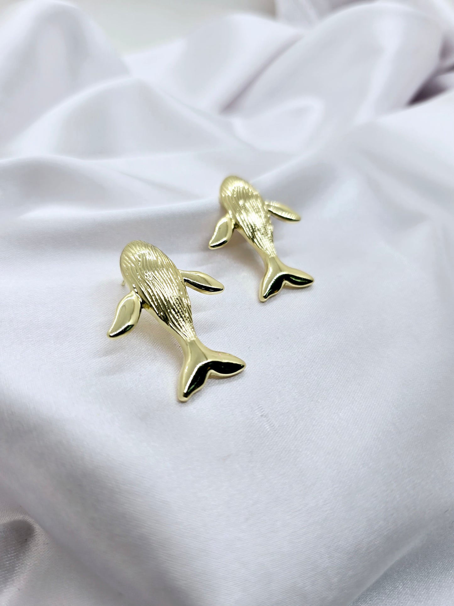 Ocean-Inspired 24K Gold Whale Stud Earrings for Women