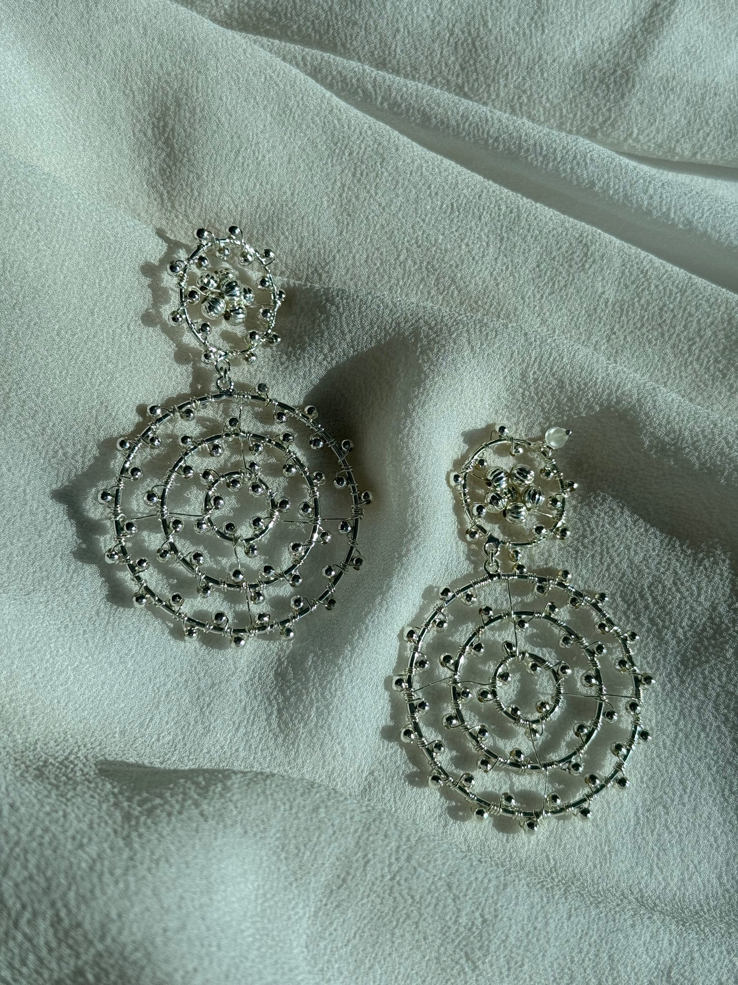 Silver Geometric Spiral Earrings – Lightweight & Statement-Making