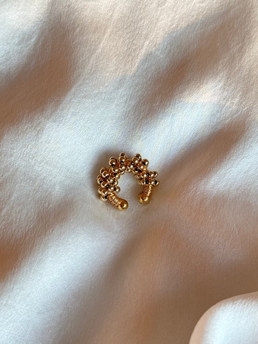 24K Gold Beaded Ear Cuff – Trendy & Minimalist Hoop Design