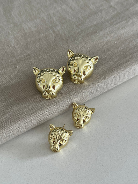 24K Gold Leopard Head Stud Earrings – Bold & Elegant Jewelry