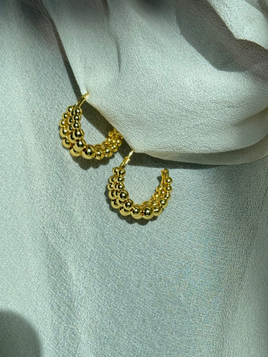 Gold Triple Row Beaded Hoops – Minimalist & Chic Jewelry