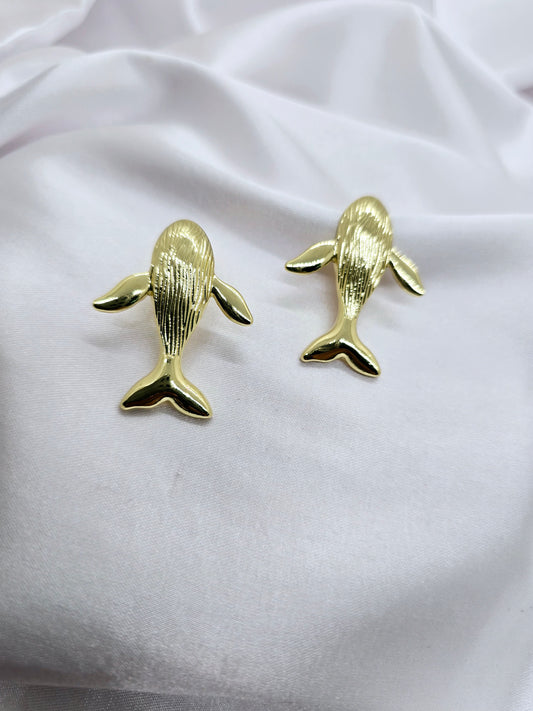 Gold Whale Earrings – Elegant 24K Studs for Everyday Wear