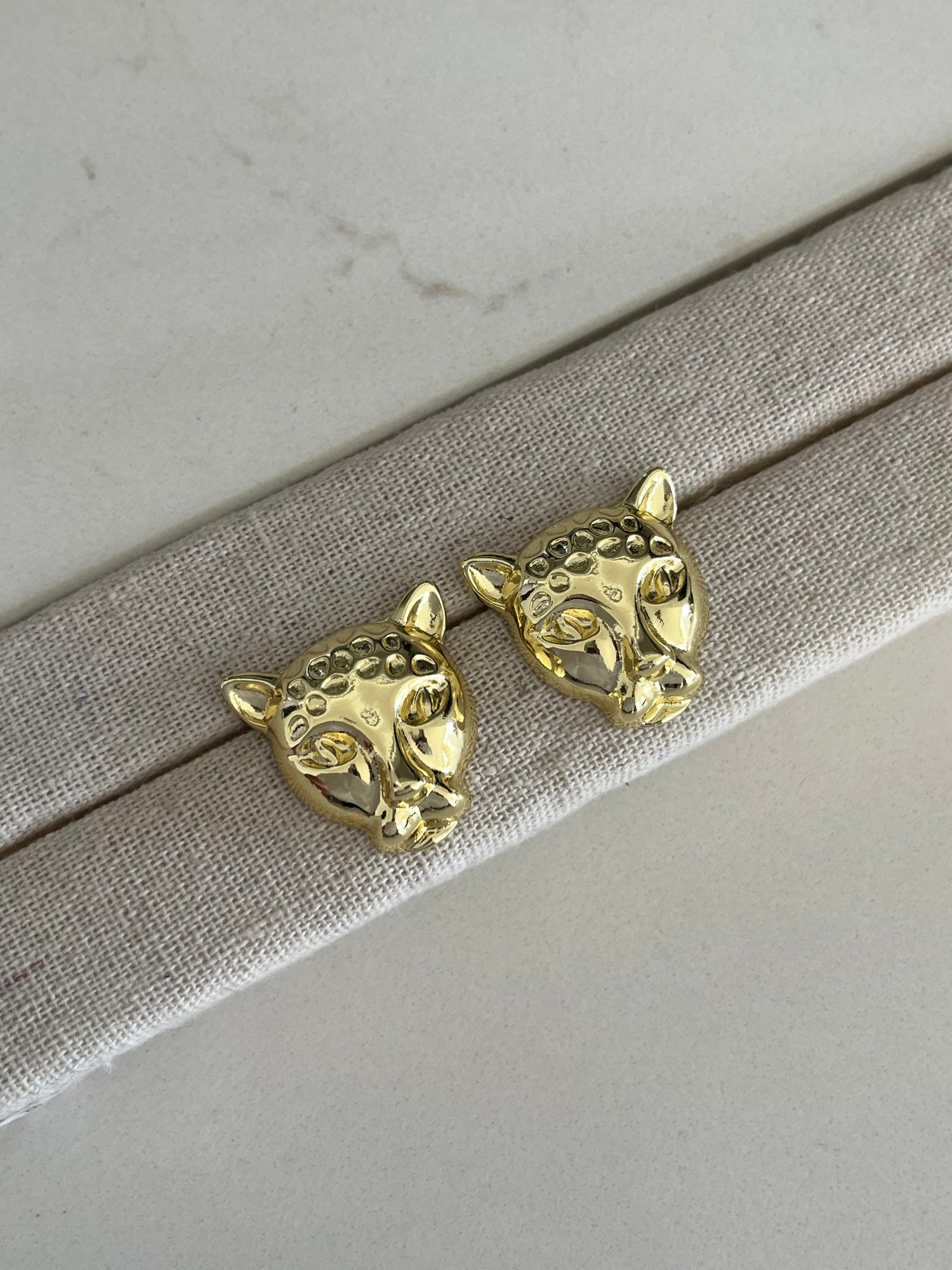 Leopard Head Stud Earrings – Trendy 24K Gold Statement Piece