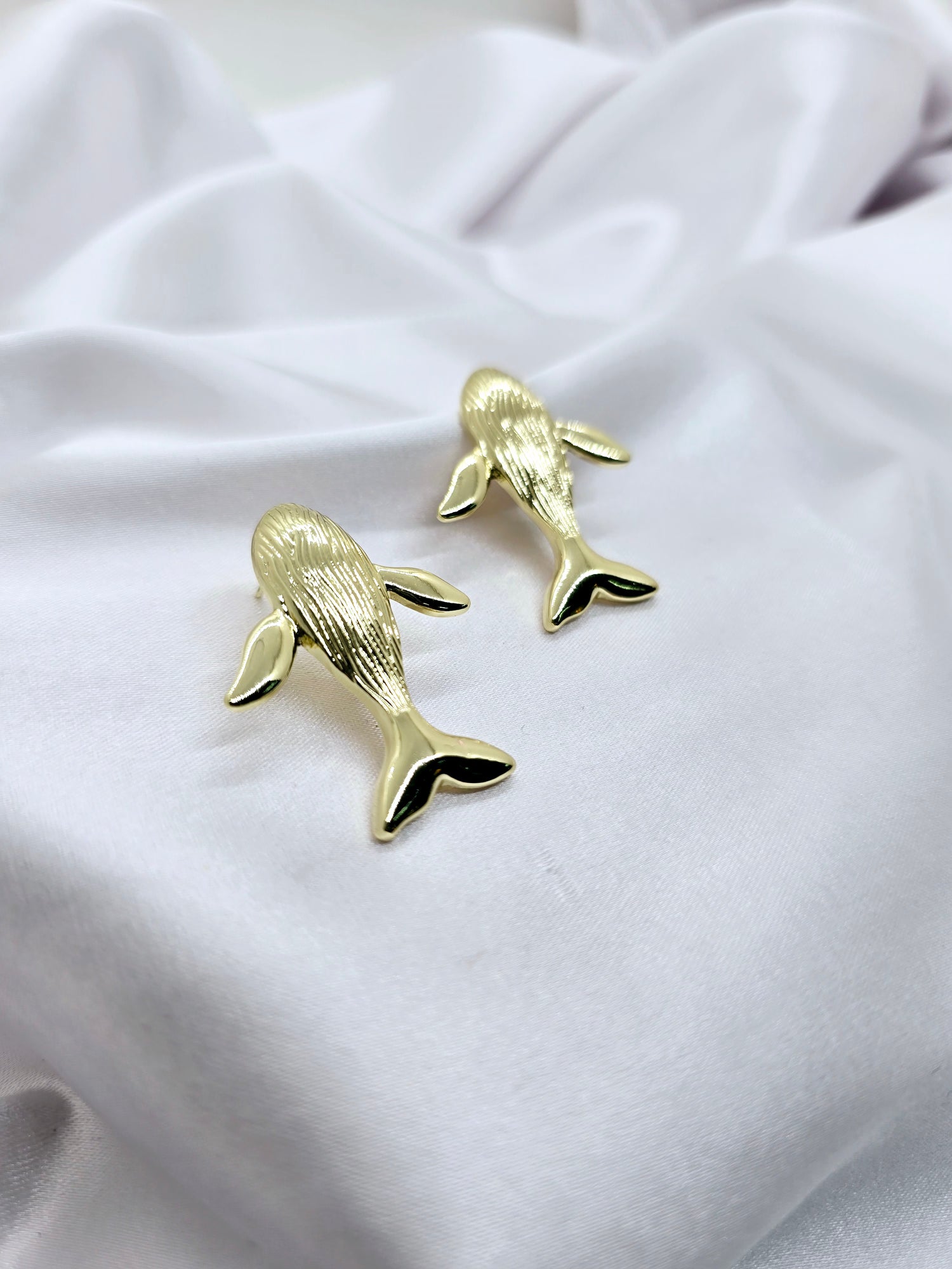 Ocean-Inspired 24K Gold Whale Stud Earrings for Women