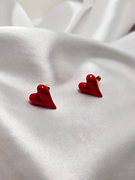 Tiny Red Heart Stud Earrings – Perfect for Everyday Wear