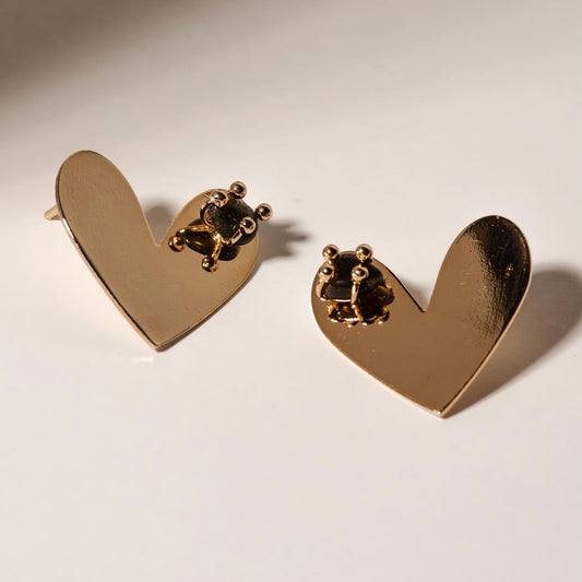 Gold Heart with Stone